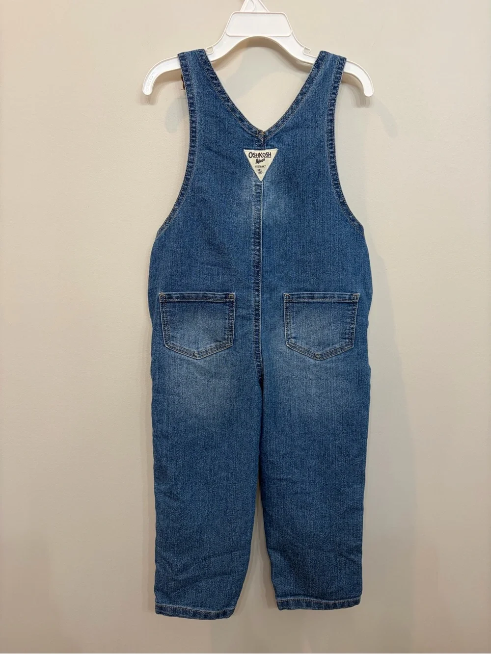 OshKosh Overalls Little Girls Denim Toddler 3T Heart Bib Pocket Ruffle Trim